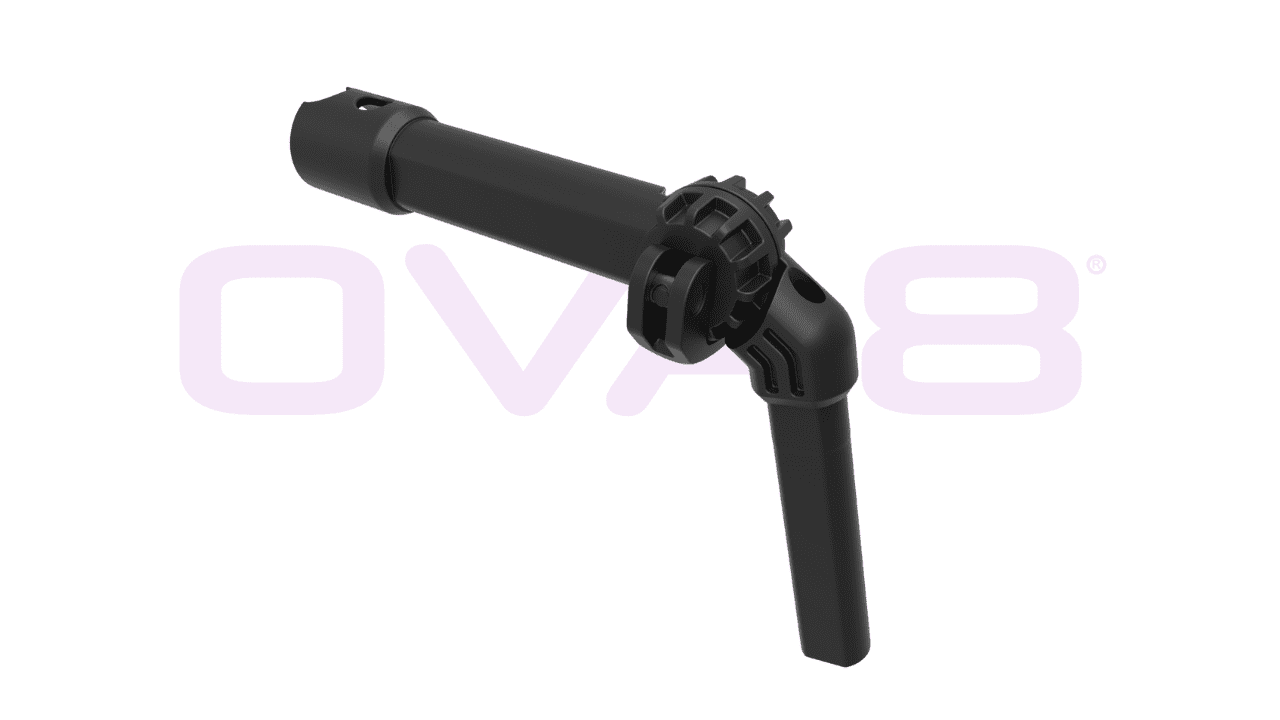 Image of Ova88 long angle adaptor on the left side of the adaptor