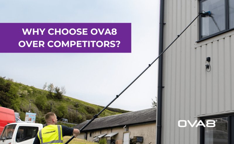 Image of a person using the OVA8 pole with a text heading which says 'Why choose OVA8 over competitors?'